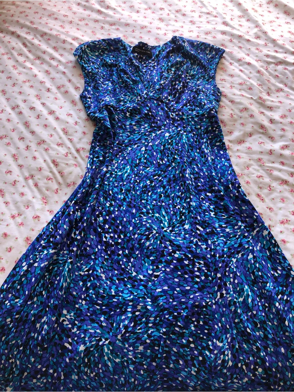Jones New York Blue Multi-Pattern Maxi Dress